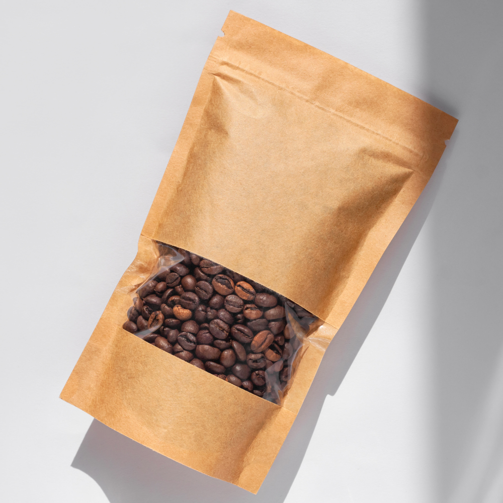paper colour bag of coffee beans