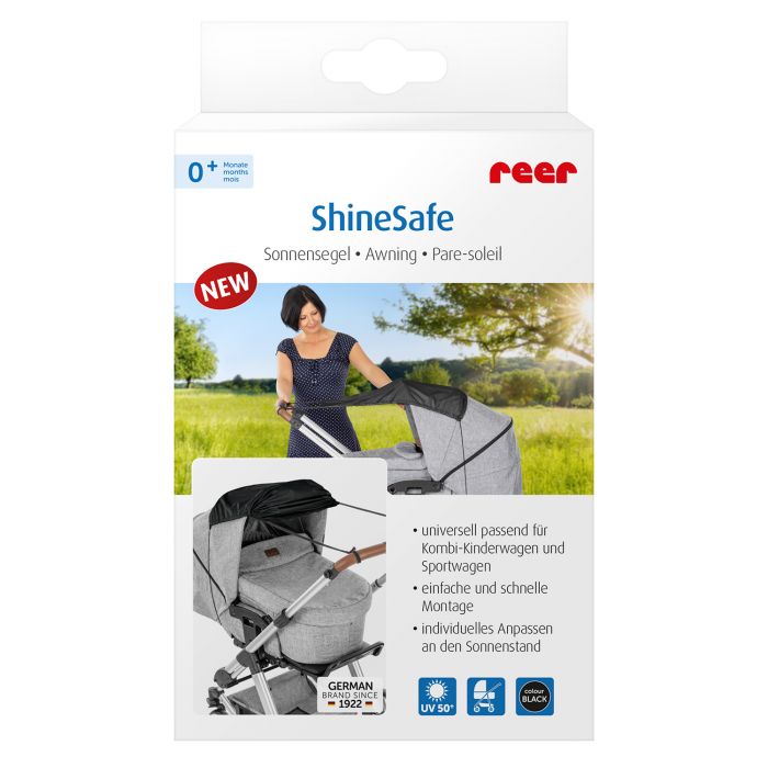 ShineSafe Universal UVF50 Protection Pram Sunshade - Black - Image 4