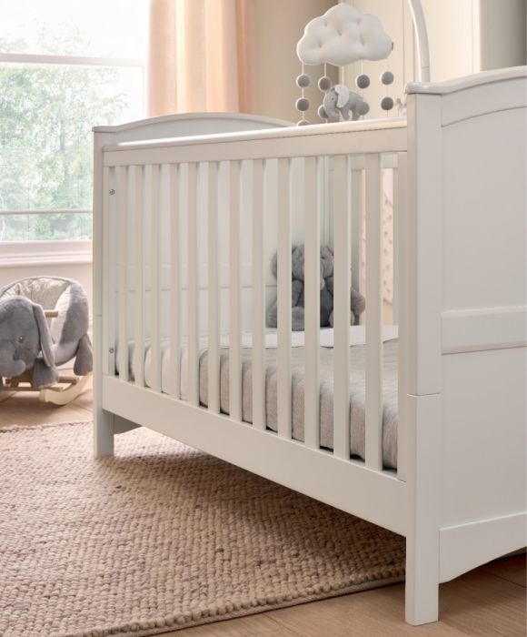 Mamas & Papas Flyn 3 Piece White Cotbed Range with Dresser Changer & Wardrobe - Image 7