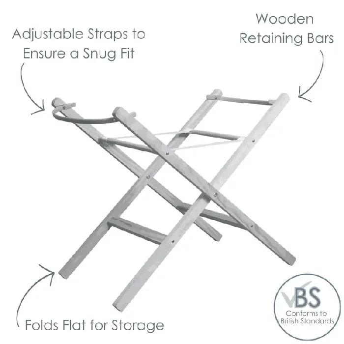Clair de Lune Wooden Folding Moses Basket Stand - Image 4
