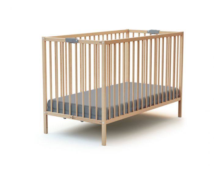 AT4 Wooden Folding Cot with FREE cot mattress - Natural