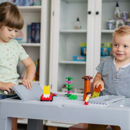 Multifunctional Children's Activity Table MULTIPLAY + 2 Chairs – Lego-Compatible, Sand & Water Play - Image 8