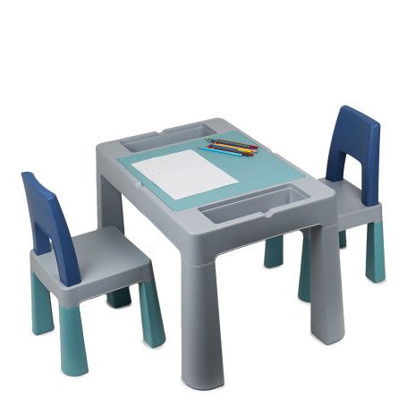 Multifunctional Children's Activity Table MULTIPLAY + 2 Chairs – Lego-Compatible, Sand & Water Play - Image 4