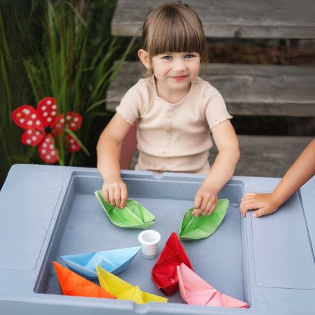 Multifunctional Children's Activity Table MULTIPLAY + 2 Chairs – Lego-Compatible, Sand & Water Play - Image 10